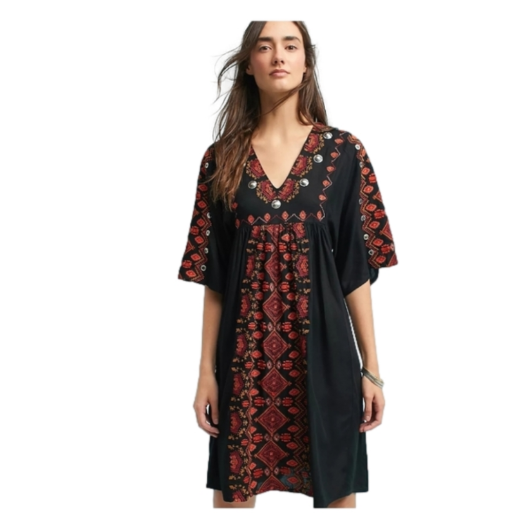 Anthropologie Rala Embellished Medallion Dress, NWT Size XS (Can fit S)